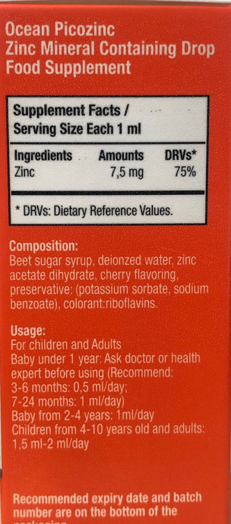 Orzax Ocean Picozinc Oral Damla 30 ml цинк для детей