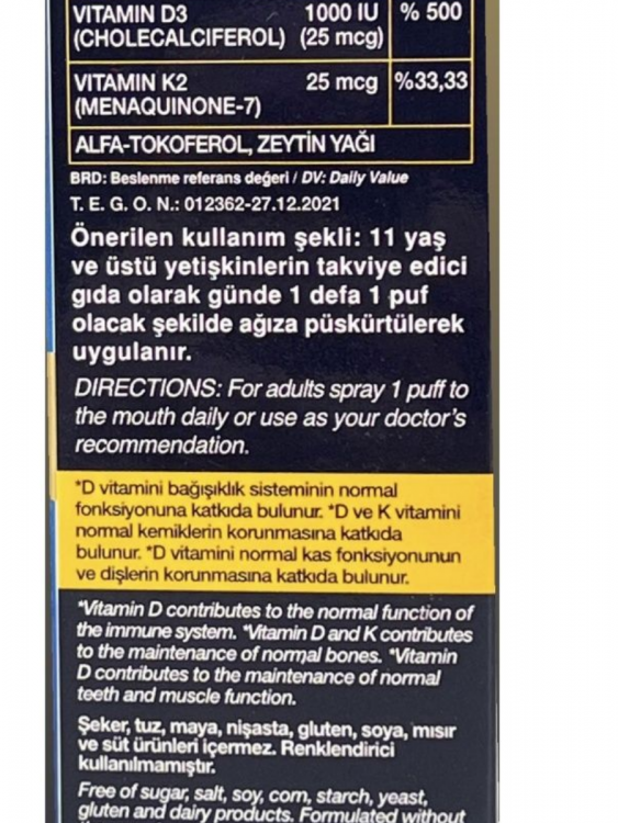 NUTRAXIN D3 K2 в виде спрея 1000IU 30ml