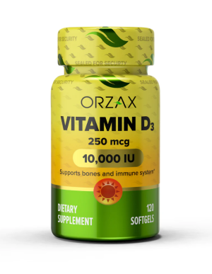 ORZAX Vitamin D3 10.000 IU, 250 mcg 120 Mini Softgel