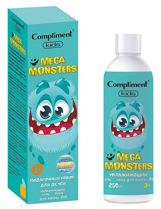 Compliment/ MEGAMONSTERS Подарочный Набор (гель-пена для ванны 250 мл+соль шипучая бульбуль)