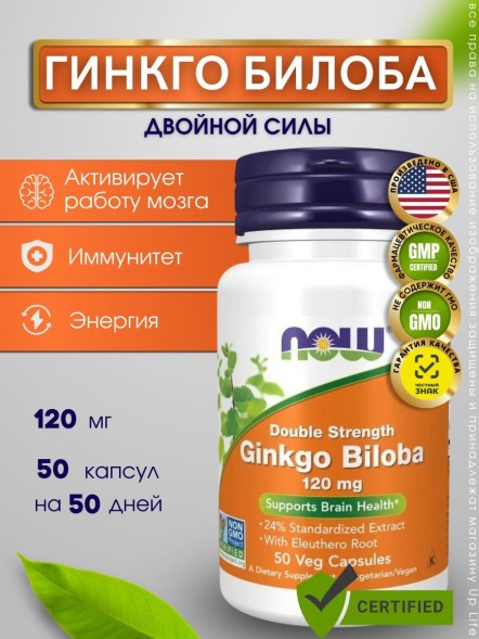 Now Ginkgo Biloba 120mg 50cap