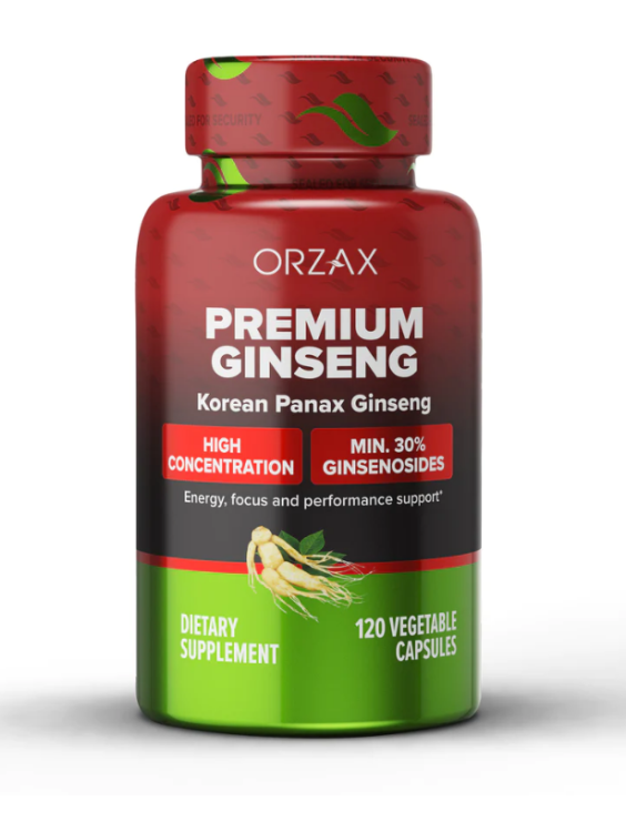 ORZAX Ginseng, 30% Ginsenosides, Premium 120 Vegetable Capsules